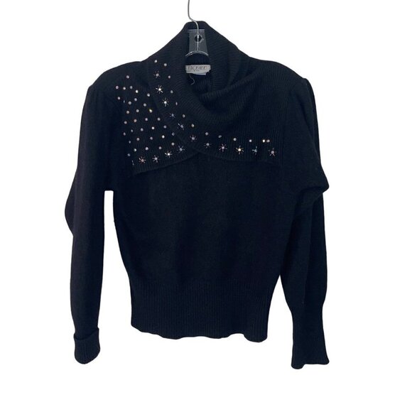 Richard and Co. Vintage Women Sweater Size Large Embellished Angora Shawl Collar - Picture 1 of 11